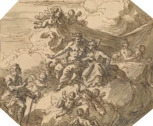 Entwurf für eine mythologische Szene mit Jupiter und Juno