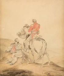 Ein britischer Offizier des Stabes und ein Offizier der Husaren