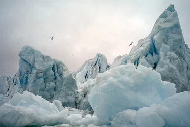 Eisberge im arktischen Meer um die Insel Spitzbergen, Norwegen