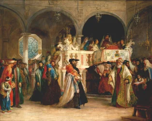 Das Fest der Freude der Tora in der Synagoge in Livorno, Italien, 1850