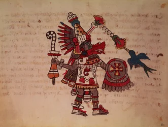 Quetzalcoatl, die gefiederte Schlange, Gott des Windes, des Lernens und des Priestertums, Meister des Lebens, Schöpfer und Zivilisator, Patron jeder Kunst und Erfinder der Metallurgie