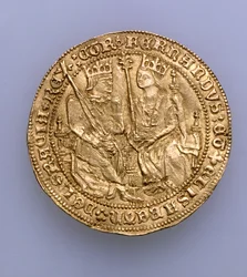 Doppel-Excelente Ferdinands II. von Aragón (1479-1516) und Isabellas von Kastilien (1474-1504), Münzstätte Sevilla, 1475