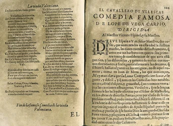 ESPINEL, Vicente (1550-1624). Spanischer Musiker und klassischer Dichter.; VEGA CARPIO, Felix Lope de (1562-1635). „El cavallero de Yllescas“, Komödie enthalten in „Parte catorze de las comedias de Lope de Vega“, Sammlung veröffentlicht in Madrid von der W