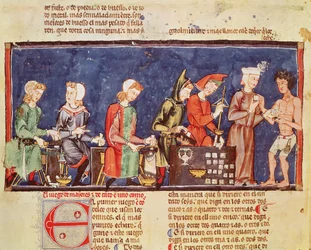 Würfelmacher, aus dem Buch der Spiele, Schach, Würfel und Bretter, 1282