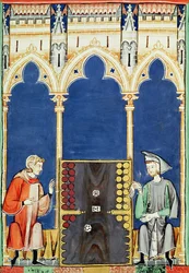 Zwei Backgammon-Spieler, aus dem Buch der Spiele, Schach, Würfel und Bretter, 1282