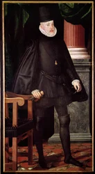 Porträt von Philipp II., König von Spanien (1527-1598) Gemälde der spanischen Schule. 16. Jahrhundert