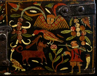 Szene mit spanischem Jäger und indianischen Motiven (Detail)