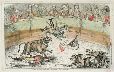 Spanischer Stier, Karikatur von Joseph Bonaparte, König von Spanien, 1809