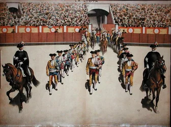 Der Einzug der Toreros mit ihrer Quadrille in die Arena, ca. 1885