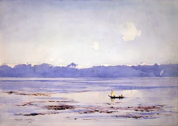 Meer und schneebedeckte Berge