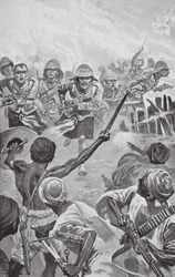 Camerons stürmen die Zareba am Atbara