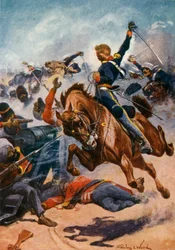 Aliwal, Die Dritte Leichte Dragoner greifen die Sikh-Kanonen an
