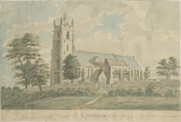 Longdon Kirche: Aquarell, 1795/6