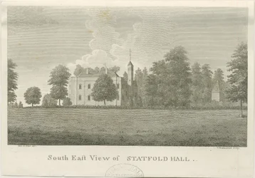 Statfold Hall: Gravur, undatiert [1762-1798]