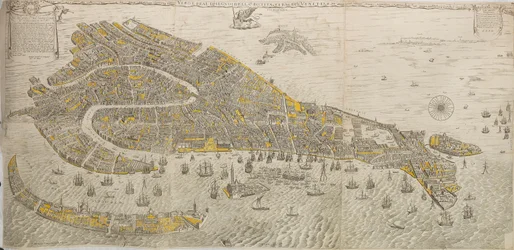 Vero e real disegno della inclita cita di Venetia. Panorama von Venedig, 1676