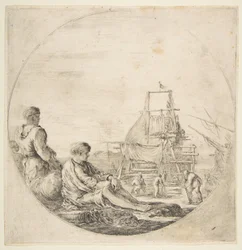 Ein sitzender weißer Matrose, ein stehender Schwarzer Matrose, ca. 1660.