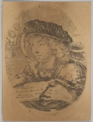 Büste eines jungen Mannes mit Federhut, nach links gedreht, ca. 1650