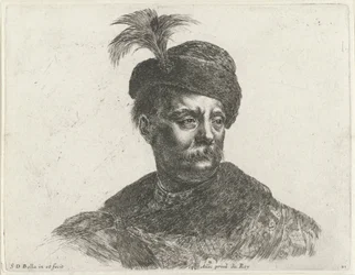 Büste eines polnischen Mannes mit Schnurrbart und Federhut Die Grundlagen des Zeichnens I principii del disegno