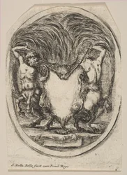 Kartusche aus einer Tigerhaut flankiert von zwei Kentauren, 1647