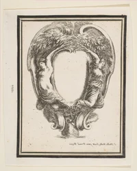 Kartusche mit Ente und Nymphen, 1647