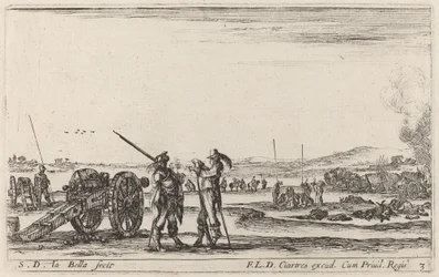 Offizier gibt einem Wachposten Befehle, ca. 1641