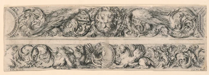 Ornamente von Friesen und Laubwerk