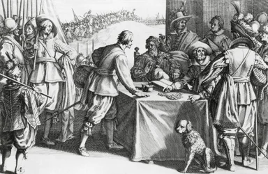 Söldner bezahlen, Gravur von Stefano della Bella