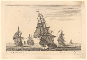 Seestück mit acht Segelschiffen