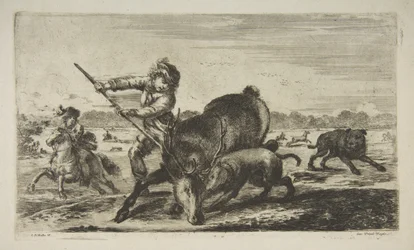 Hirsch in der Enge, aus Tierjagden Chasses à différents animaux, ca. 1654