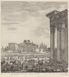 Tempel des Antoninus und das Campo Vaccino, 1656