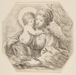 Jungfrau und Christuskind, eine achteckige Komposition, ca. 1649