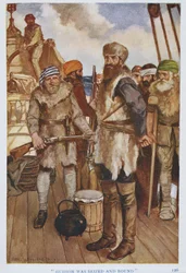 Hudson wurde gefangen genommen und gefesselt, Illustration aus 