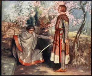 Der heilige Giovanni Gualberto und der Mörder, Illustration aus „Helmet & Cowl: Stories of Monastic and Military Orders“ von W.M. Letts und M.F.S. Letts