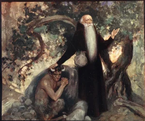 St. Antonius und der Satyr, Illustration aus 