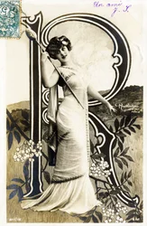 R: Gabrielle Robinne, französische Schauspielerin, Comédie-Française, Paris - Alphabet in Postkarte