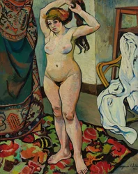 Gilbert nackt beim Frisieren, 1920