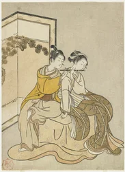 Kalenderdruck für Meiwa 2 und ein Mitate von Kaiser Xuanzong und Yang Guifei