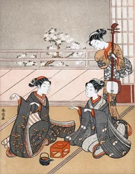 Mädchen spielen das Spiel Ken, ca. 1745-1770
