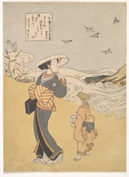 „Der Juwelenfluss der Regenpfeifer, ein berühmter Ort in der Provinz Mutsu“, aus der Serie Sechs Juwelenflüsse (Sechs Juwelenflüsse: der Juwelenfluss der Regenpfeifer, berühmter Ort in Mutsu)
