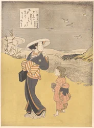 „Der Juwelenfluss der Regenpfeifer, ein berühmter Ort in der Provinz Mutsu“, aus der Serie Sechs Juwelenflüsse (Mu Tamagawa: Chidori no Tamagawa, Mutsu meisho)