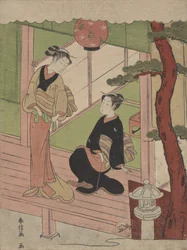 Zwei junge Frauen auf einer Veranda, ca. 1766-70