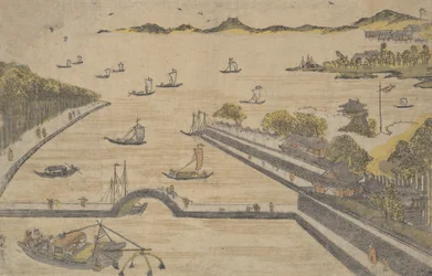 Blick auf Fukagawa, Edo, ca. 1764