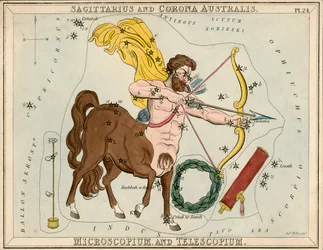 Schütze und Südliche Krone. Mikroskop und Teleskop, ca. 1825