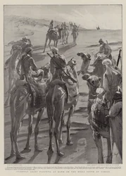 Freundliche Araber erkunden bei Morgengrauen die Hügel südlich von Sarras