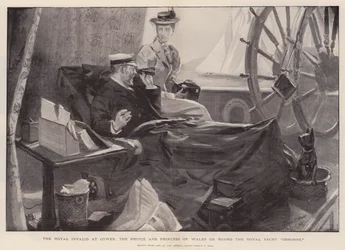 Der königliche Invalide in Cowes, der Prinz und die Prinzessin von Wales an Bord der königlichen Yacht Osborne