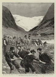 Der Besuch des Prinzen von Wales in Norwegen, Einholen des Seines unter dem Buarbrae, Sandvenvand, Hardanger