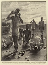 Der Vormarsch im Sudan, Gebete in der Wüste, eine Sonnenuntergangsszene bei Berber