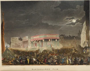 Bartholomäusmesse. Erstmals 1813 abgehalten, war sie ein jährliches Ereignis, jeden August in der Nähe von Smithfield und war Londons am längsten laufendes Straßentheater.