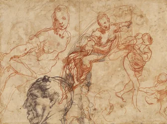 Entwurf für eine runde Schale (recto); Figurenstudien (verso)