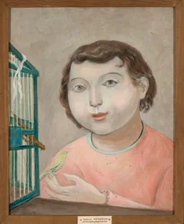 Mädchen mit Kanarienvogel
